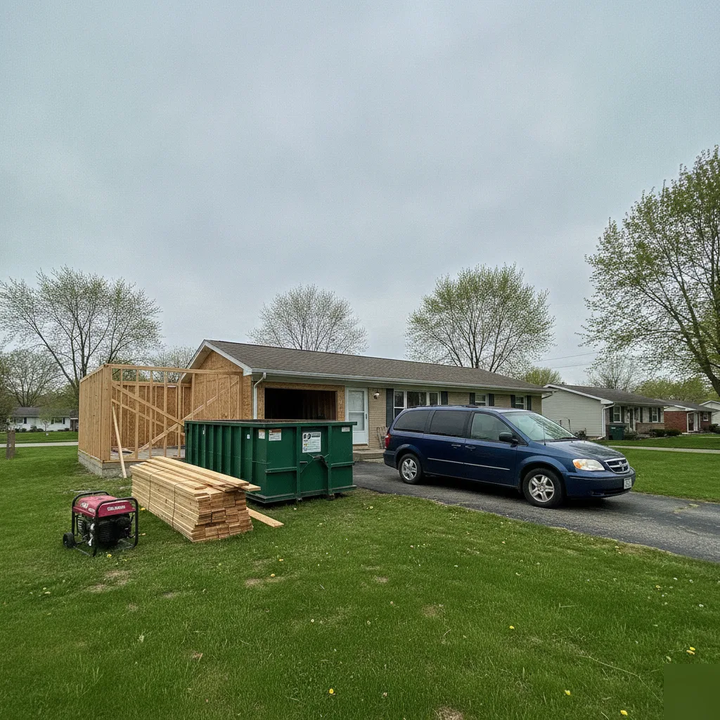 Side addition construction site access in Brownsburg