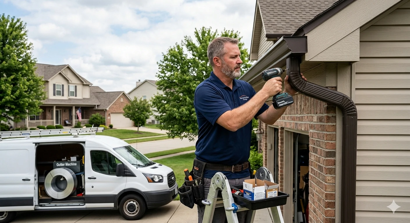 Gutter installation in Brownsburg IN by Terry Brodnik Group