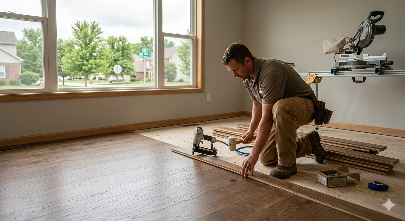 Hardwood floor installation in Brownsburg IN by Terry Brodnik Group