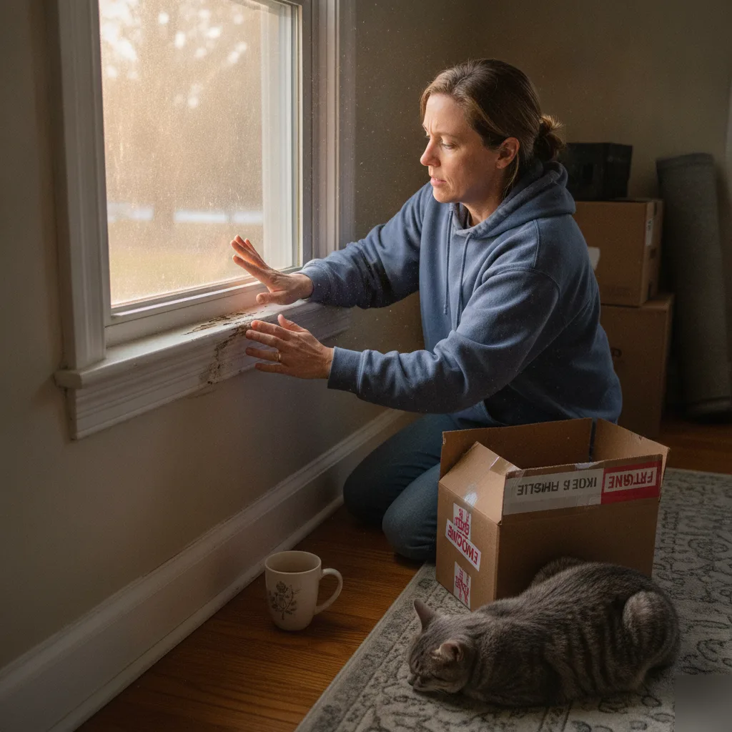 Hidden window installation damage sill stain in Brownsburg