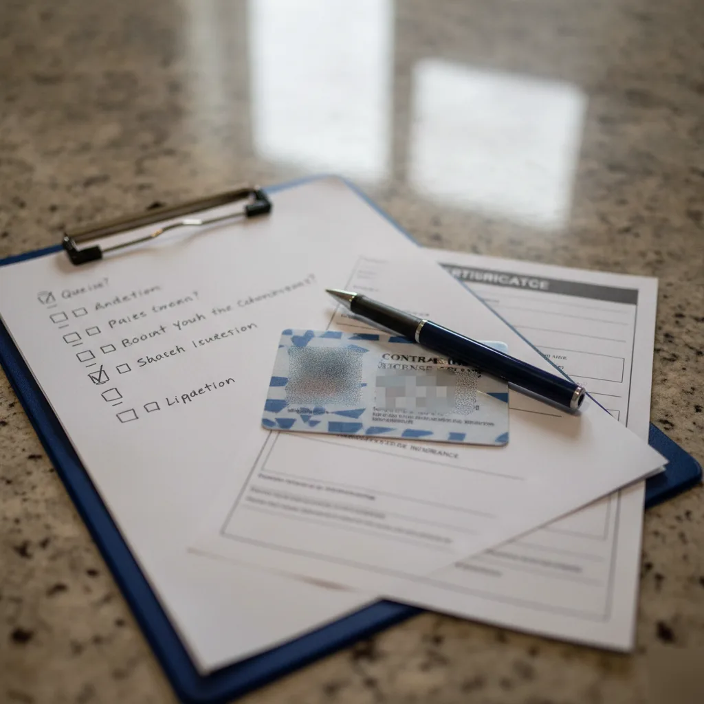 Licensing and insurance documents for a window installer in Brownsburg