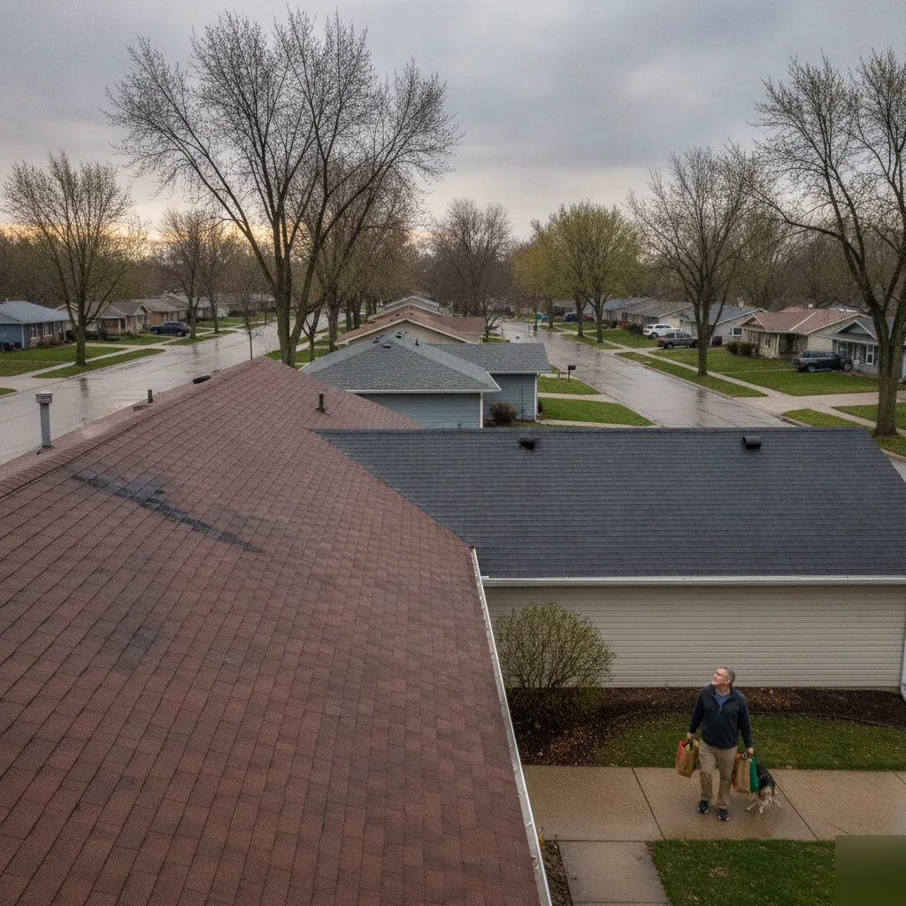 Central Indiana weather causing shingle color fading in Brownsburg